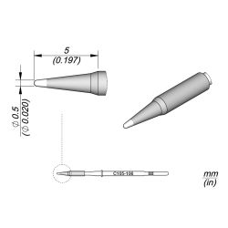 JBC C105 106 NANO TIP 0.5 mm Cartridge Conical  Diam. 0.5