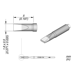 JBC C105 114 NANO TIP 1.8 x 0.5 mm Cartridge Chisel 1.8 x 0.5