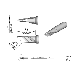 JBC C105 212 NANO TIP 1.8 x 0.5 mm Cartridge Knife 2.5 x 0.3 S1