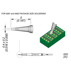 JBC C115 117 NANO TIP 0.4 x 0.2 mm Cartridge Chisel 0.4x0.2