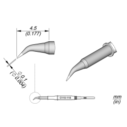 JBC C115 118 NANO TIP 0.1 mm Conical Bent Diam.0.1