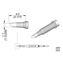 JBC C115 127 NANO TIP 1 mm Cartridge Bevel Diam.1