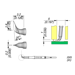 JBC C115 129 NANO TIP 2.8 x 0.2 Cartridge Knife 2.8 x 0.2