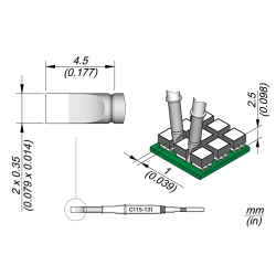 JBC C115 131 NANO TIP 0.1 mm Cartridge Chisel 2x0.35 S1