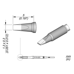 JBC C115 221 NANO TIP 1.3 X 0.3 mm Cartridge Chisel 1.3x0.3