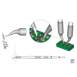 JBC C120 001 TWEEZER CARTRIDGE 0.2 mm Conical Bent Diam. 0.2