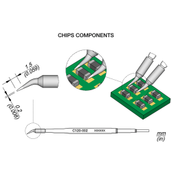 JBC C120 002 TWEESZER TIP A = 0.2 mm B = 1.5 mm Conical Bent Diam. 0.2