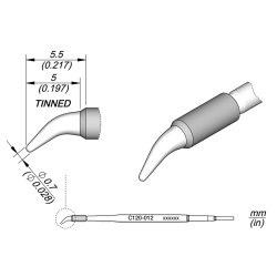 JBC C120 012 TWEEZER CARTRIDGE Diam. 0.7 Cartridge Conical Bent Diam. 0.7 S2