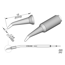 JBC C130 402 LEAD FREE CARTRIDGE 0.8 mm Conical Bent Diam. 0.8