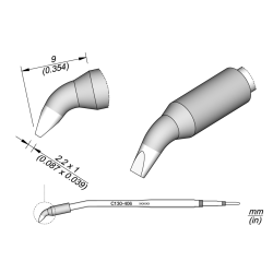 JBC C130 406 LEAD FREE CARTRIDGE 2.2 x 1 mm Chisel Bent 2.2 x 1