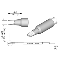 JBC C210 008 TIP CARTRIDGE 1.3 x 0.6 mm Cartridge Chisel 1.3 x 0.6