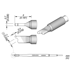 JBC C210 012 TIP CARTRIDGE A = 0.7 mm B = 2.4 mm C = 1 mm D = 0.4 mm Special Diam. 1