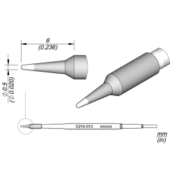 JBC C210 013 TIP CARTRIDGE 0.5 mm Cartridge Conical Diam. 0. 5