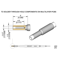 JBC C210 017 TIP CARTRIDGE A = 0.2 mm B = 0.7 mm C = 4.5 mm Special Diam. 0.7
