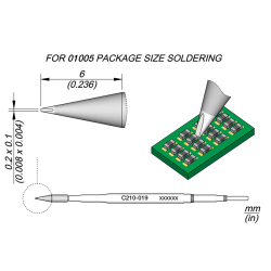 JBC C210 019 SOLDER TIP 0.2 x 0.1 mm Cartridge Chisel 0.2 x 0.1