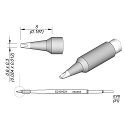 JBC C210 021 SOLDER TIP 0.6 x 0.3 mm Cartridge Chisel 0.6 x 0.3