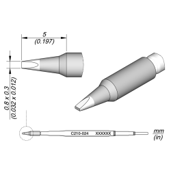 JBC C210 024 TIP CARTRIDGE 1.3 x 0.4 mm Cartridge Chisel 0.8 x 0.3