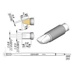 JBC C210 037 TIP CARTRIDGE 0.6 mm Cartridge Barrell Diam.0.8 L