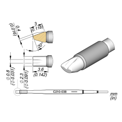 JBC C210 038 TIP CARTRIDGE 0.8 mm Cartridge Barrell Diam. 8