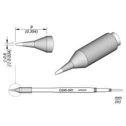 JBC C245 001 TIP CARTRIDGE 0.6 mm Cartridge Conical Diam. 0.6