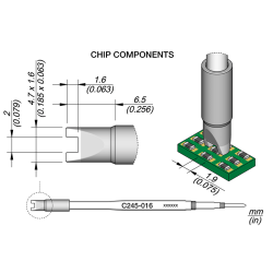 JBC C245 016 TIP CARTRIDGE A = 1.9 mm Cartridge Chip 1.9