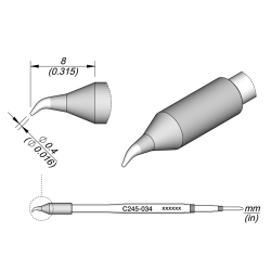 JBC C245 034 TIP CARTRIDGE 0.4 mm Conical Bent Diam. 0.4 S1