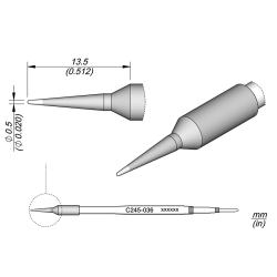 JBC C245 036 TIP CARTRIDGE 0.5 mm Cartridge Conical Diam. 0.5 S1