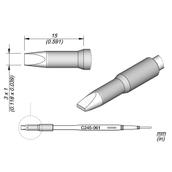 JBC C245 061 TIP CARTRIDGE 3 x 1 mm Cartridge Chisel 3 x 1