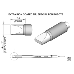 JBC C245 069 TIP CARTRIDGE 5 x 1.7 mm Special Chisel 5 x 1. 7 HT