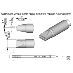 JBC C245 124 TIP CARTRIDGE A = 4.25 x 2 mm B = 0.7 mm Heat Stacking 4.25 x 2