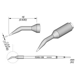 JBC C245 126 TIP CARTRIDGE 0.4 mm Conical Bent Diam. 0.4 S3