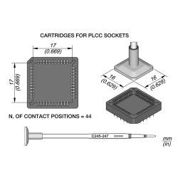 JBC C245 247 TIP CARTRIDGE N.pin = 44 A =17 B =17 mm Cartridge Socket 17 x 17