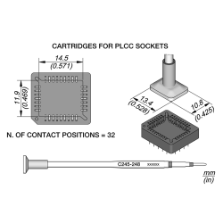 JBC C245 248 TIP CARTRIDGE N. pin = 32 A =11.9 B =14.5 mm Cartridge Socket 11.9 x 14.5