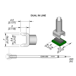 JBC C245 250 TIP CARTRIDGE A = 5.4 B = 8.0 mm Dual In Line 5.4 x 8