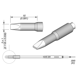 JBC C245 261 TIP CARTRIDGE * 20 mm longer Cartridge Chisel 3 x 1 L