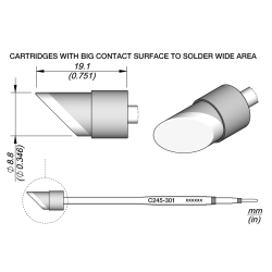 JBC C245 301 TIP CARTRIDGE 8.8 mm Cartridge Bevel Diam. 0. 8