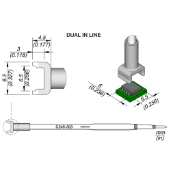 JBC C245 303 TIP CARTRIDGE A = 6.5 B = 6.0 mm Dual In Line 6.5 x 6