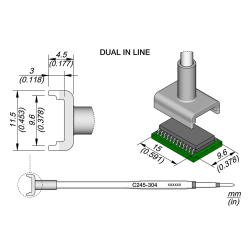 JBC C245 304 TIP CARTRIDGE A = 9.6 B = 15.0 mm Dual In Line 9.6 x 15