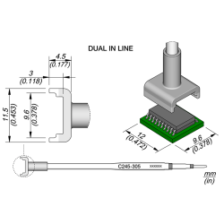 JBC C245 305 TIP CARTRIDGE A = 9.6 B = 12.0 mm Dual In Line 9.6 x 12