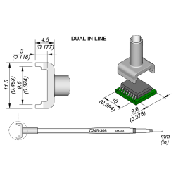 JBC C245 306 TIP CARTRIDGE A = 9.6 B = 10.0 mm Dual In Line 9.6 x 10