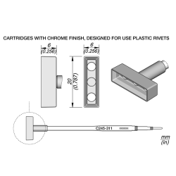 JBC C245 311 TIP CARTRIDGE A = 20 mm B = 6 mm Heat Stacking 20 x 6