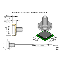 JBC C245 315 TIP CARTRIDGE A =15 B =15 mm Cartridge QFP 15 x 15