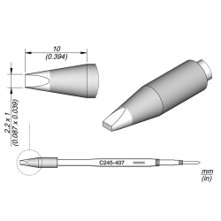 JBC C245 407 SOLDER TIP 2.2 x 1 mm Cartridge Chisel 2.2 x 1 HT