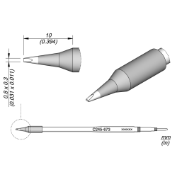 JBC C245 673 TIP CARTRIDGE 0.8 x 0.3 mm Cartridge Chisel 0.8 x 0.3 L