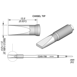 JBC C245 708 TIP CARTRIDGE 4.8 x 1.5 mm Cartridge Chisel 4.8 x 1.5 HT S2 (similar to 245908)