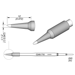 JBC C245 710 TIP CARTRIDGE 1.2 mm Cartridge Bevel Diam. 1. 2