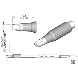 JBC C245 729 TIP CARTRIDGE 2.7 x 1 mm Cartridge Chisel 2.7 x 1