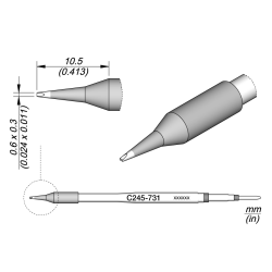 JBC C245 731 TIP CARTRIDGE 0.6 x 0.3 mm Cartridge Chisel 0. 6 x 0. 3