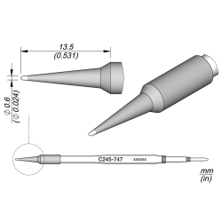 JBC C245 747 TIP CARTRIDGE 0.6 mm Cartridge Bevel Diam. 0.6