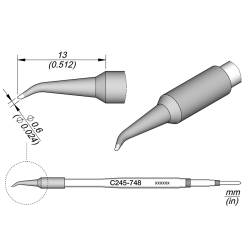 JBC C245 748 TIP CARTRIDGE 0.6 mm  Bevel Bent Bevel Diam. 0.6 S1